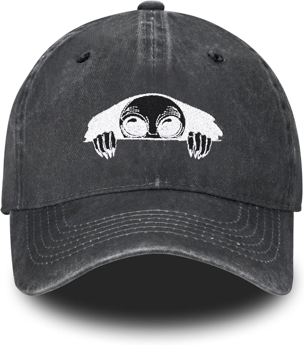 Embroidered Baseball Cap Adjustable Vintage Washed Distressed Denim Baseball Hat for Women Men