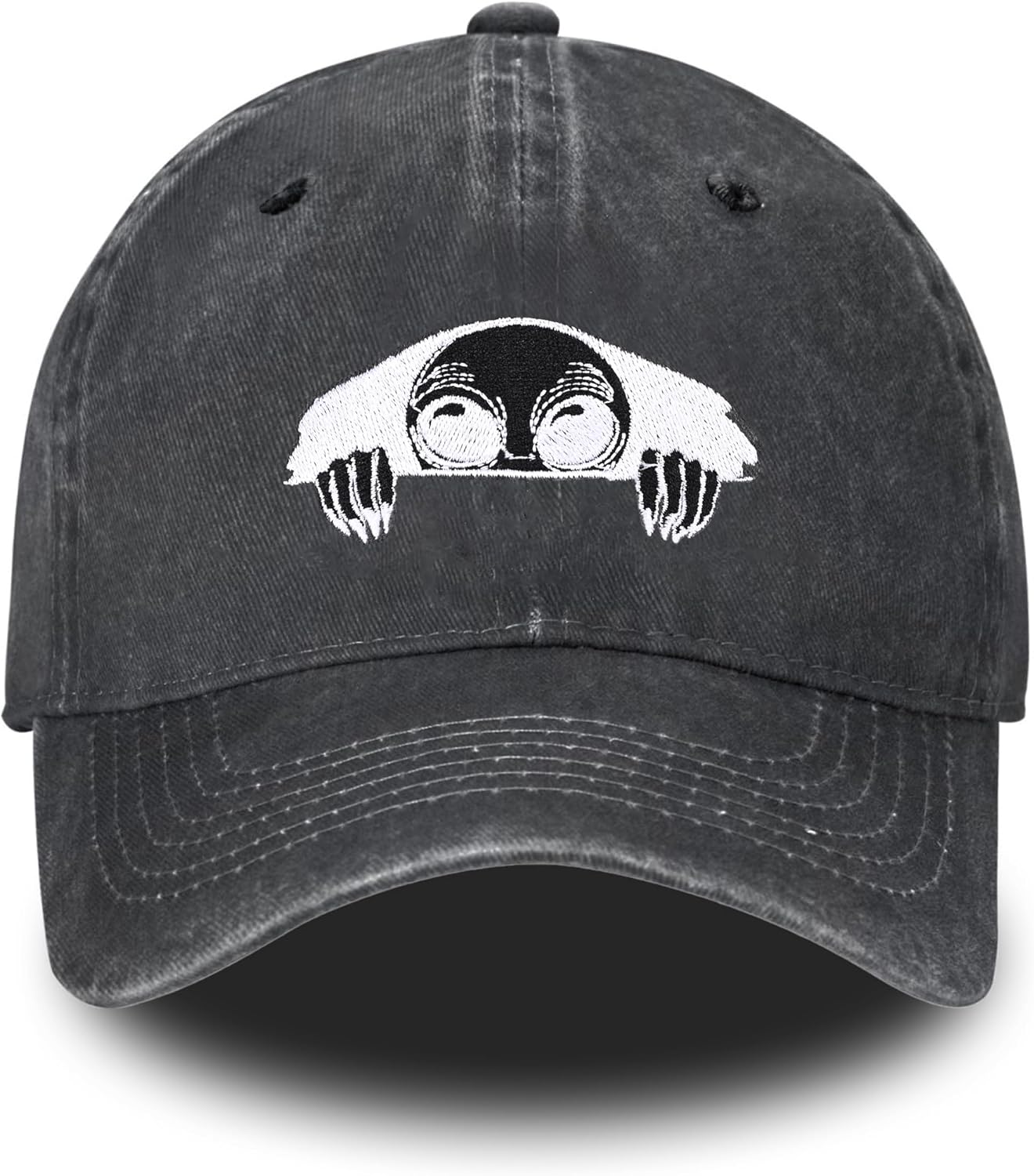 Embroidered Baseball Cap Adjustable Vintage Washed Distressed Denim Baseball Hat for Women Men
