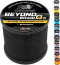 Beyond Braid Braided Fishing Line -Super Strong - Abrasion Resistant - No Stretch -Blue Camo, Moss Camo, White, Green, Pink, Blue, 4 Strand 8 Strand