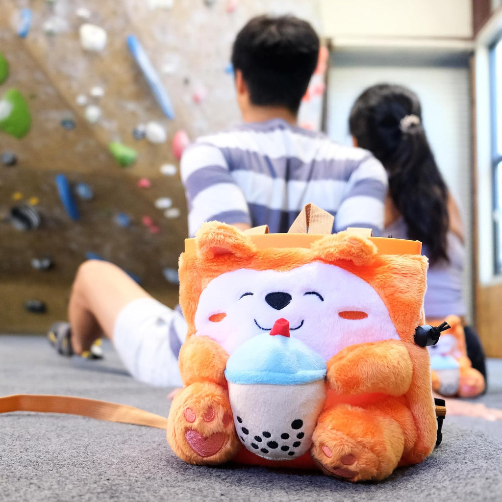 Rock Climbing Chalk Bag + Refillable Ball – Boba Dog Plush Animal Bag