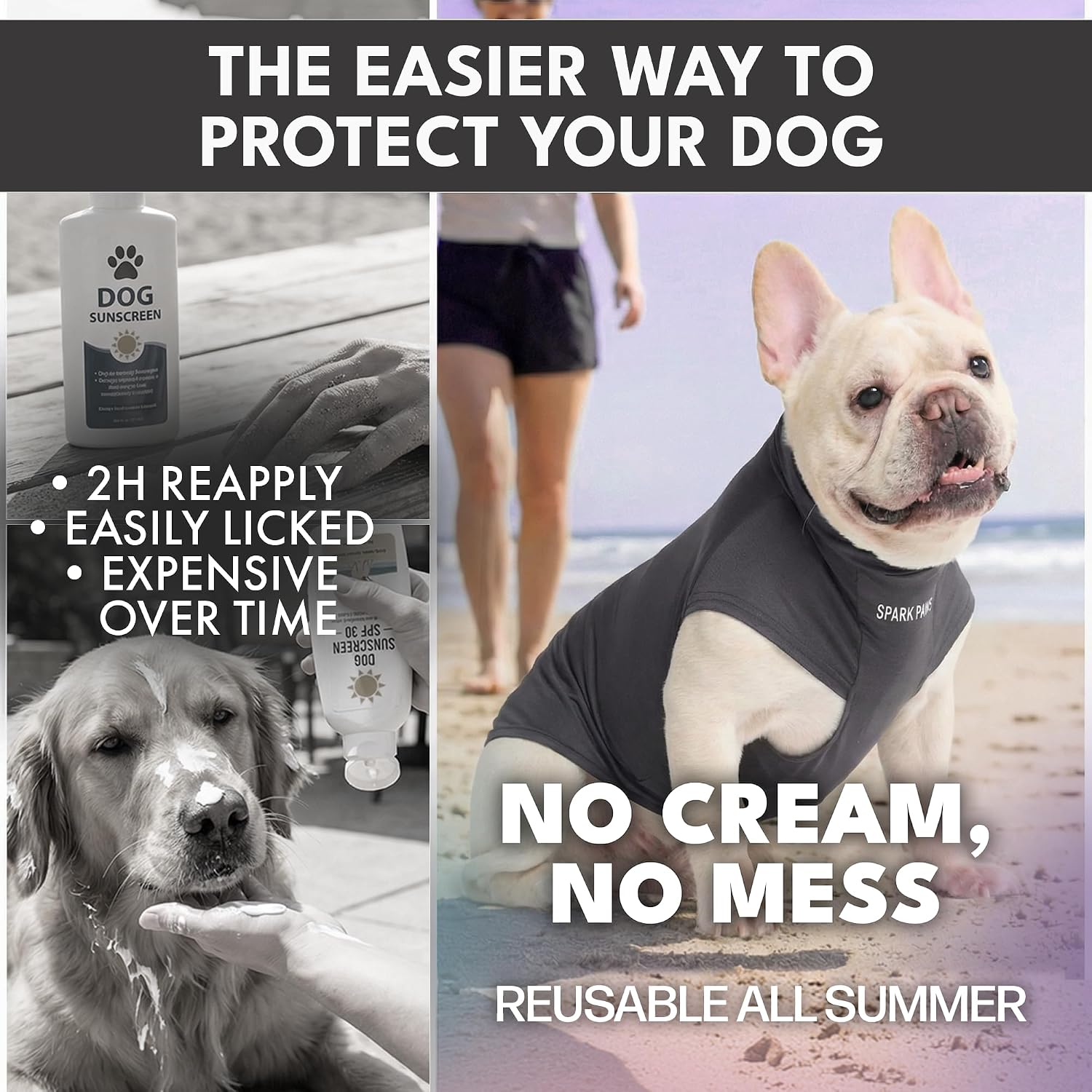 Spark Paws Sunblock Dog T-Shirt, SPF 30 UV Sun Protection, Summer Cooling