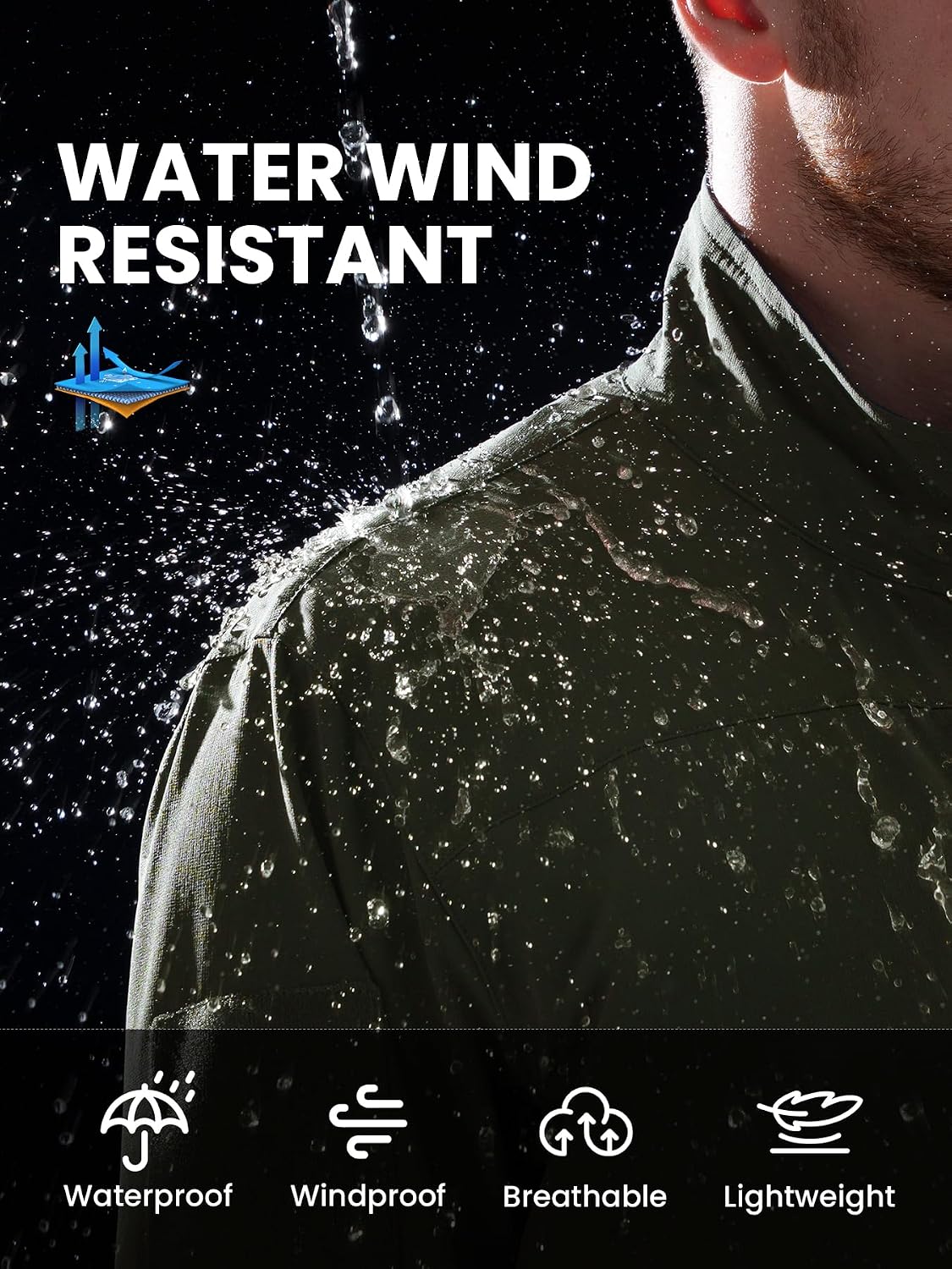 Men's Lightweight Tactical Jacket 4-Way Stretch,Waterproof