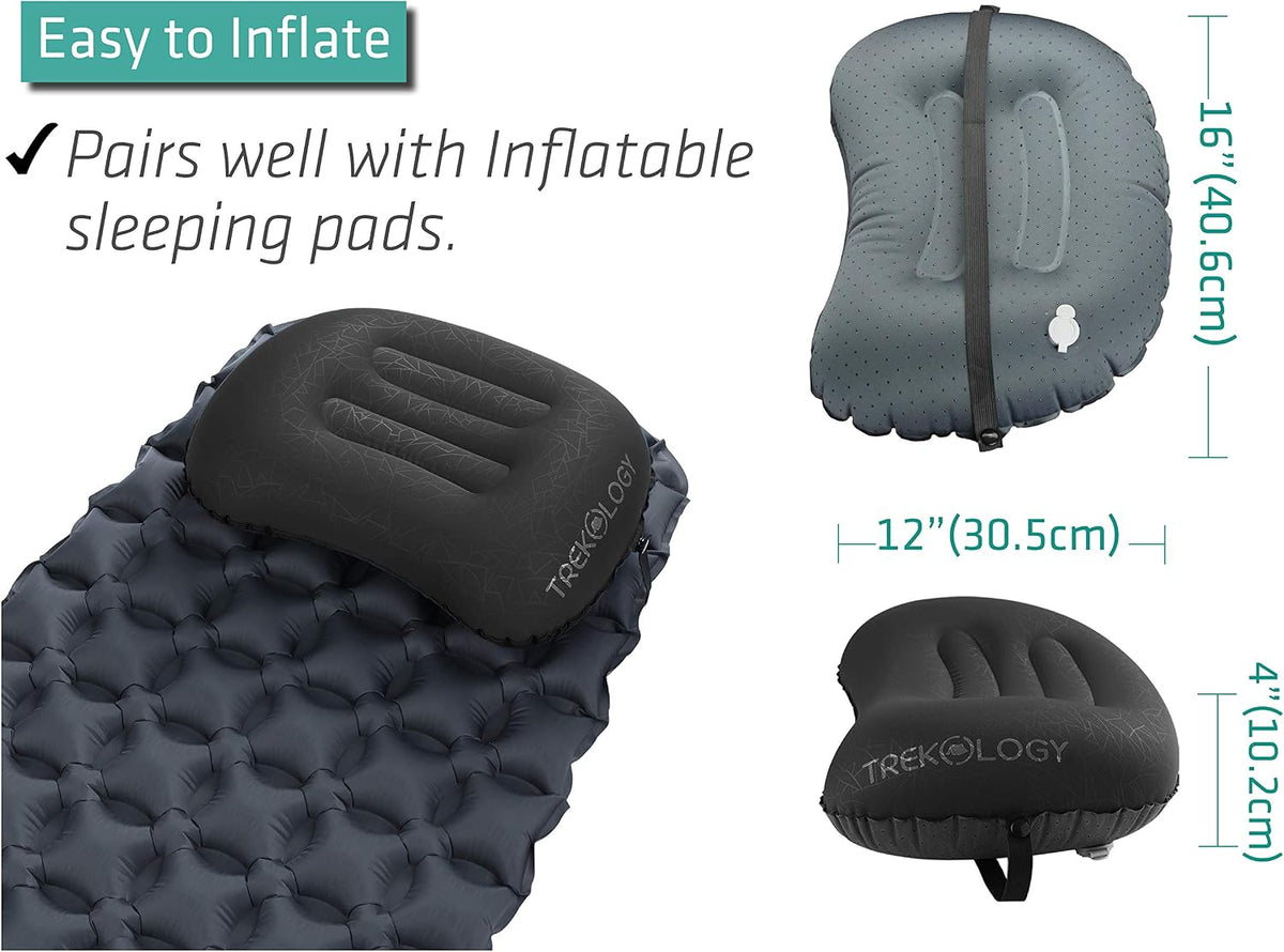 TREKOLOGY Aluft 2.0 Small Inflatable Camping Pillow for Backpacking, Travel
