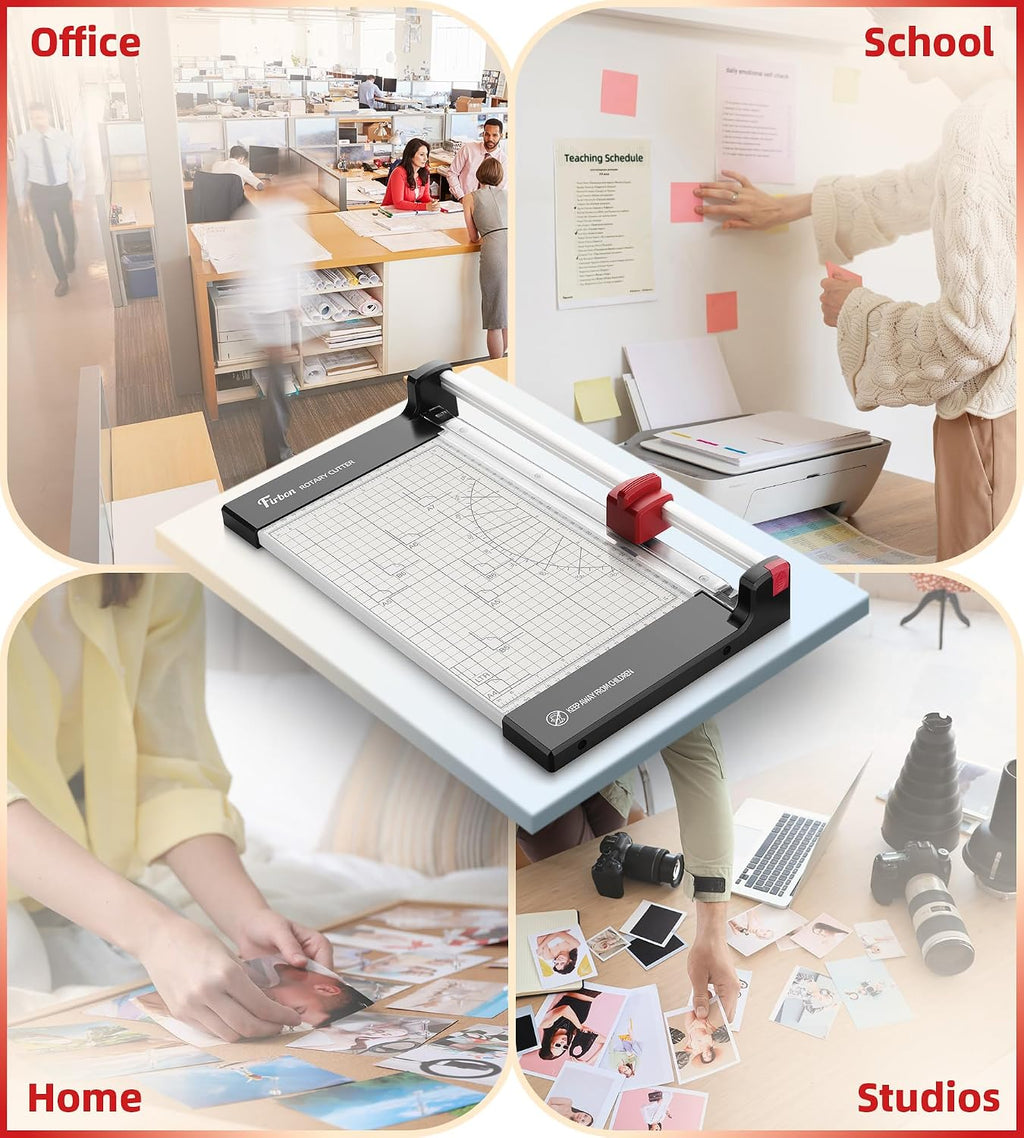 Firbon 12 Inch Rotary Paper Trimmer with Replaceable Blade