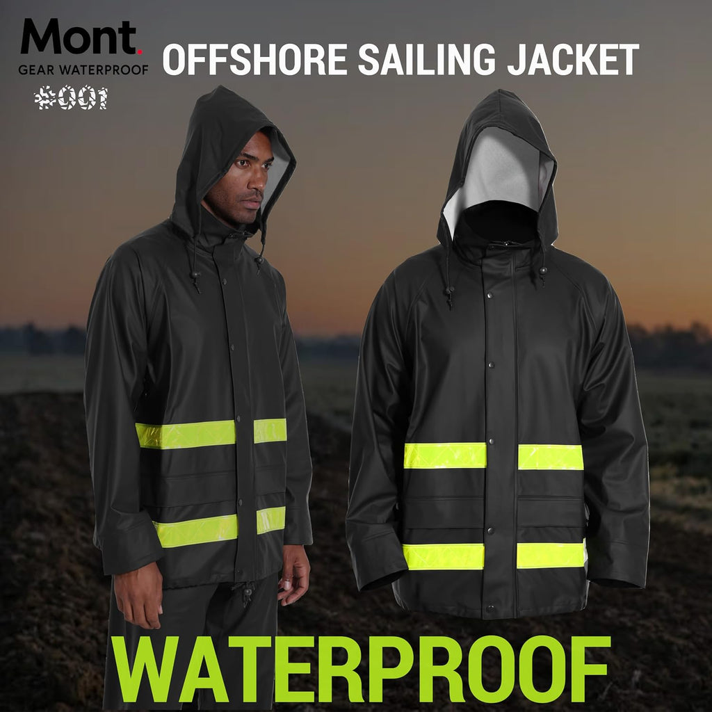 Men's Hi-Vis Waterproof Rain Jacket, Reflective Work Coat