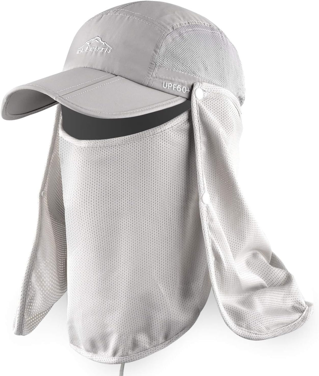 Outdoor Sun Hat for Men Women UPF 50+ Fishing UV Hat with Neck Flap Face Cover for Sun Protection