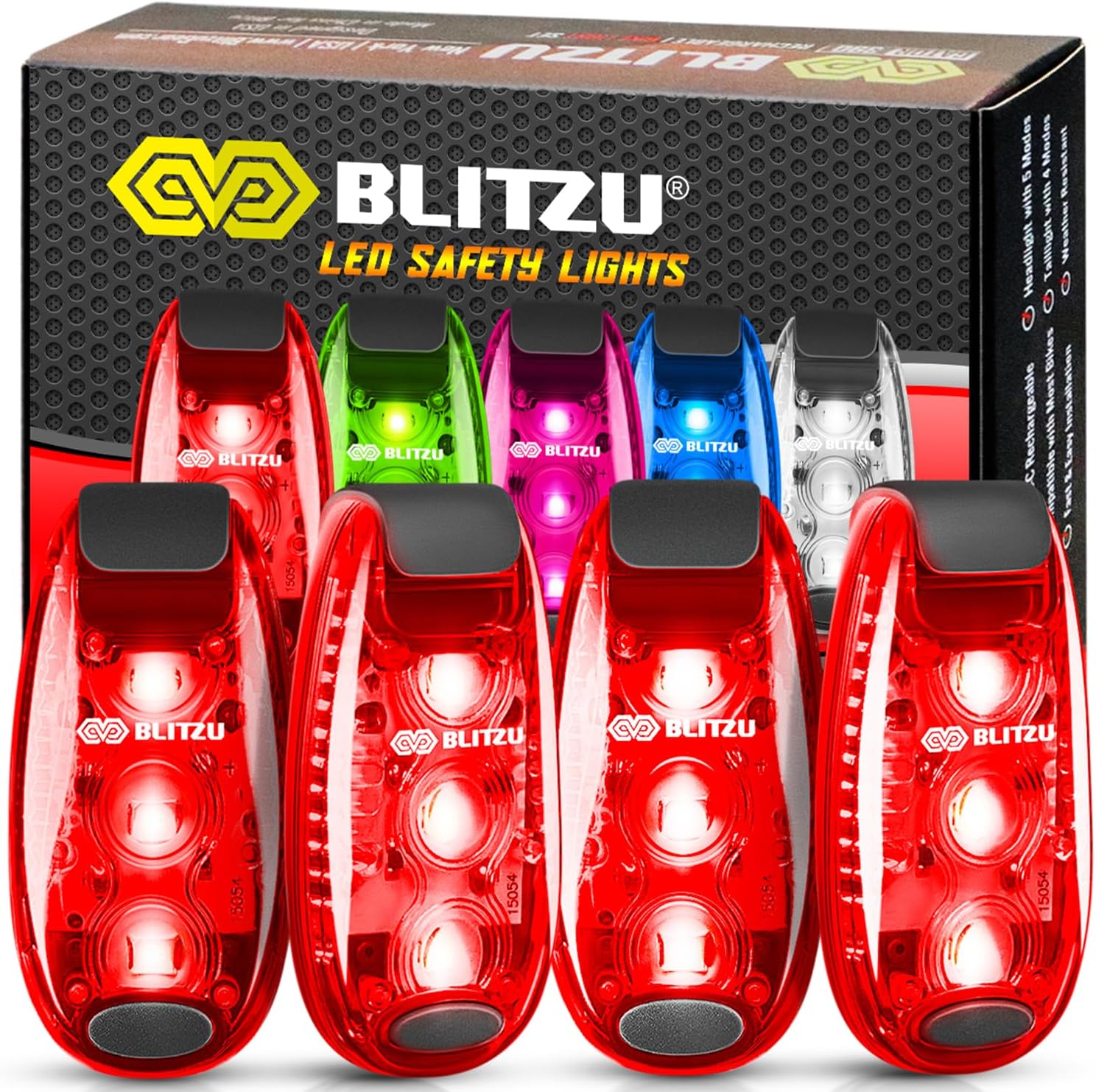 LED Safety Lights 4 Pack, Clip On High Visibility Strobe Light for Walk Run