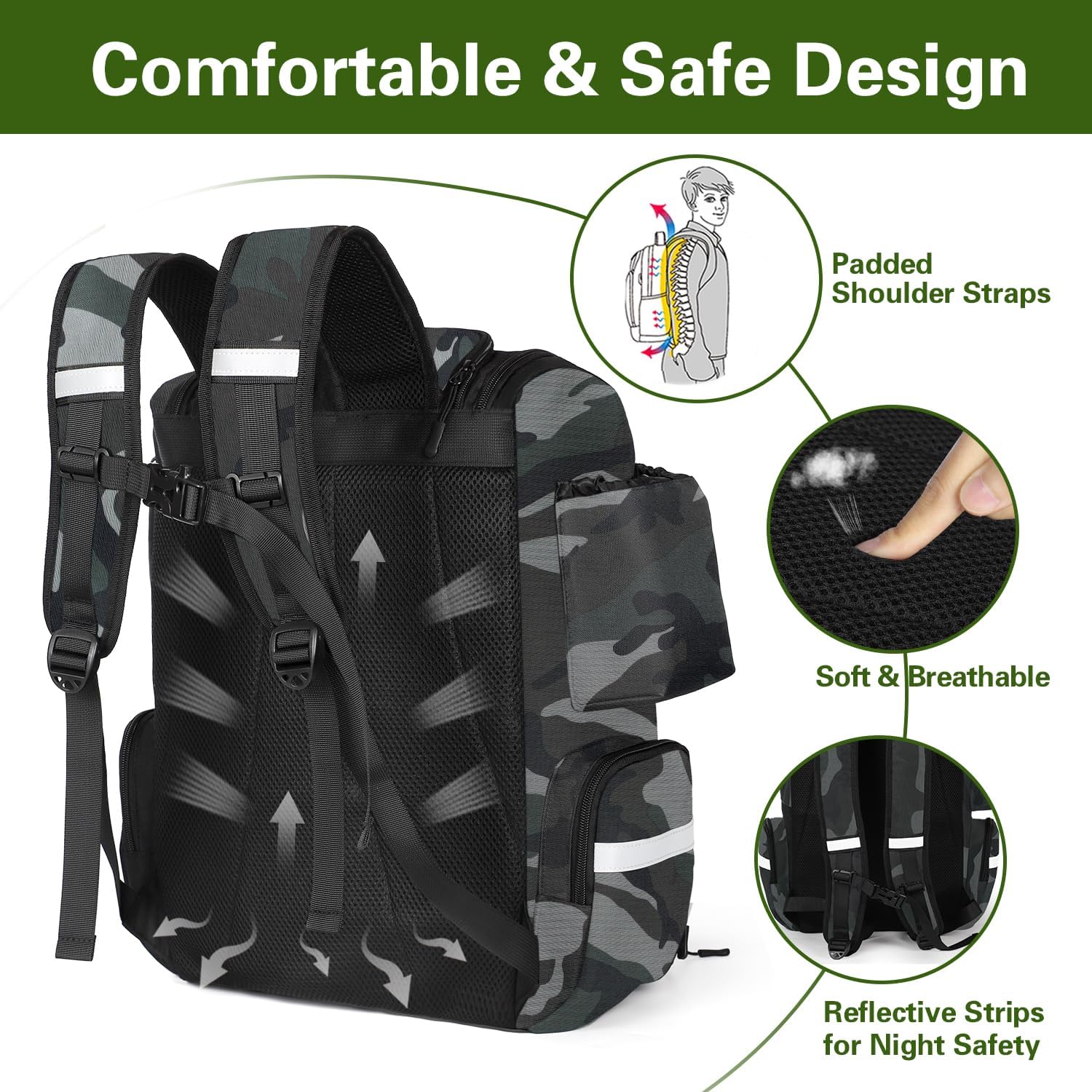 Fishing Backpack with 2 Rod Holders, Large Water Resistant Tackle Storage Bag for Fishing Gear, Fishing Bag Gifts for Men