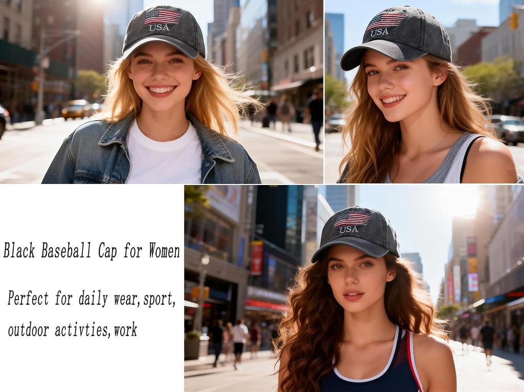 Washed American Flag Baseball Cap Adjustable Sun Dad Gift Hats for Unisex