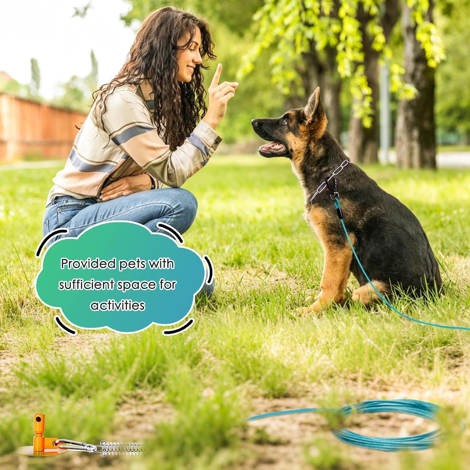 Dog Tie Out Stake with Lock-Cap,Heavy Duty Dog Stake for Outside