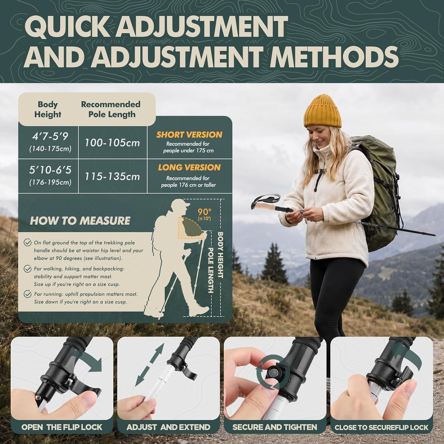 GPTCAMP Folding Trekking Poles 7075 Aluminum Lightweight for Travel