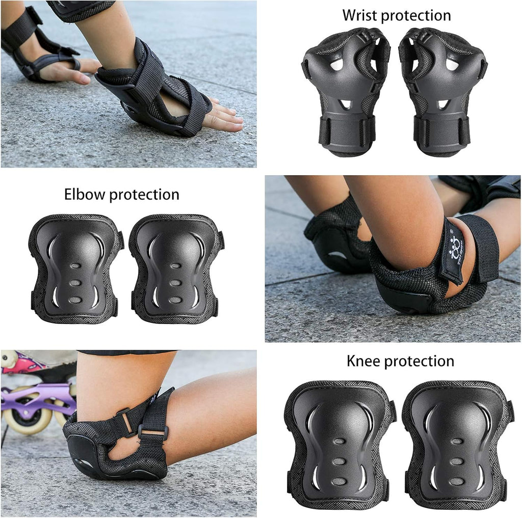 Kids Youth Adult Protective Gear Set Adjustable Knee Elbow Wrist Guards