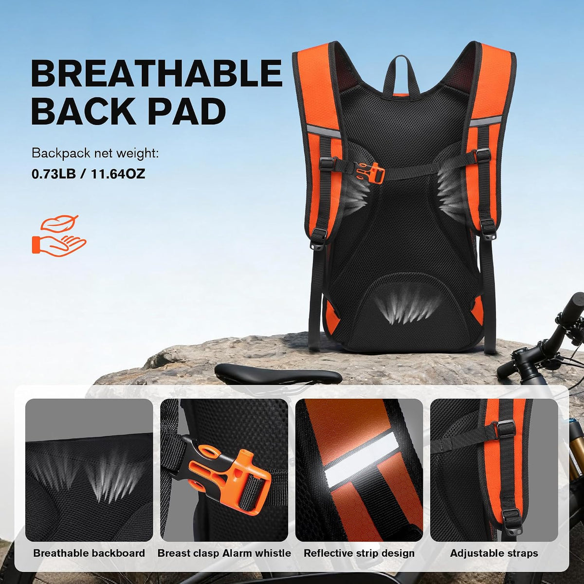 Ultra-Light Soft Hiking Daypack With Cushioned Breathable Back Panel