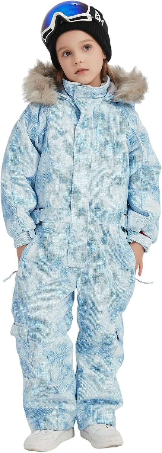 Kids Girls Boys Waterproof Colorful One Piece Snowsuits Coveralls Ski Suits Jackets Winter Jumpsuits