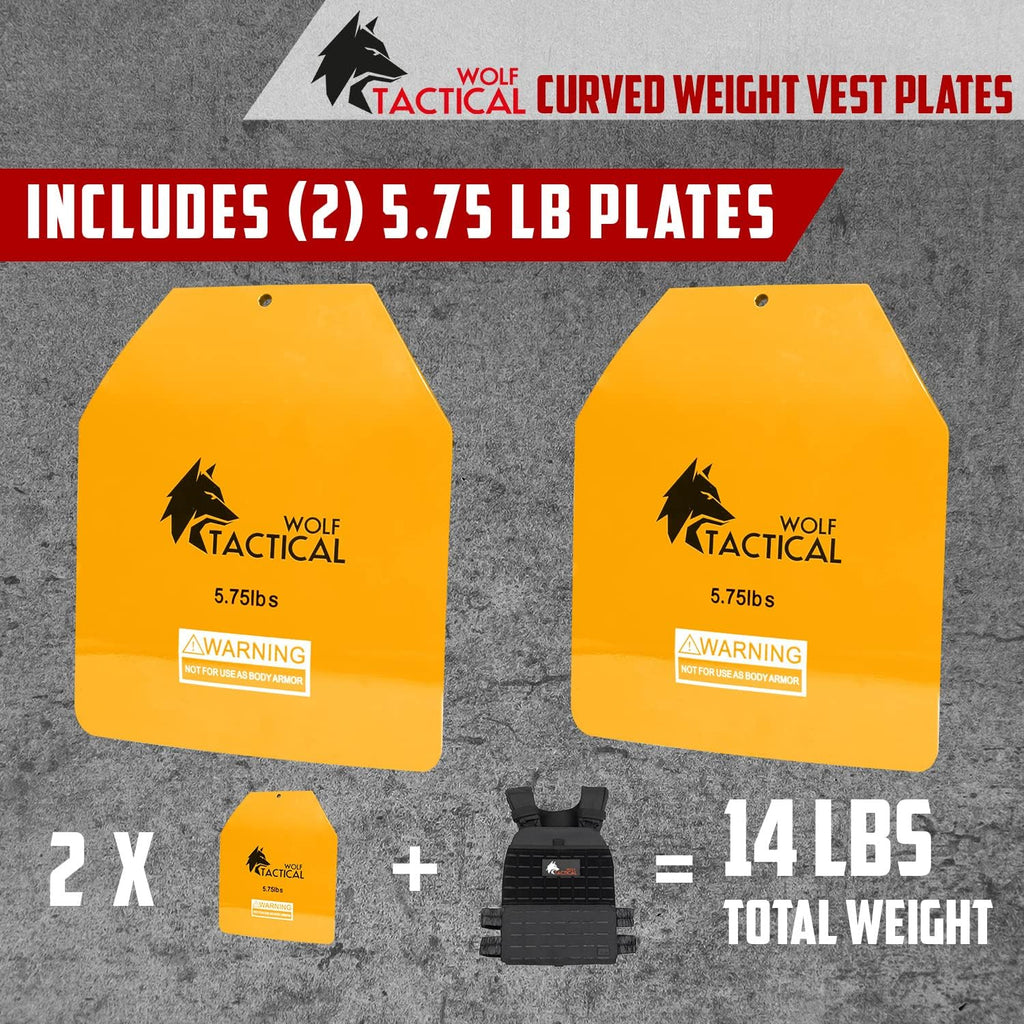 WOLF TACTICAL Curved Weight Vest Plates – 5.75/8.75/14.5LB Pairs – Contoured Ergonomic Fit – WODs, Strength Training, Running, Heavy Workouts