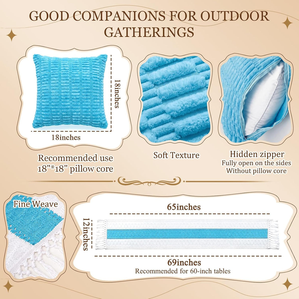 RYCHIC Extra Large Outdoor Picnic Blanket Folding Table Runner 6 Pillows Covers Oversized Sandrpoof Towel Outdoor Rug Family Trip Essentials Summer Vacation Must Have Travel Accessories Lake Day Stuff