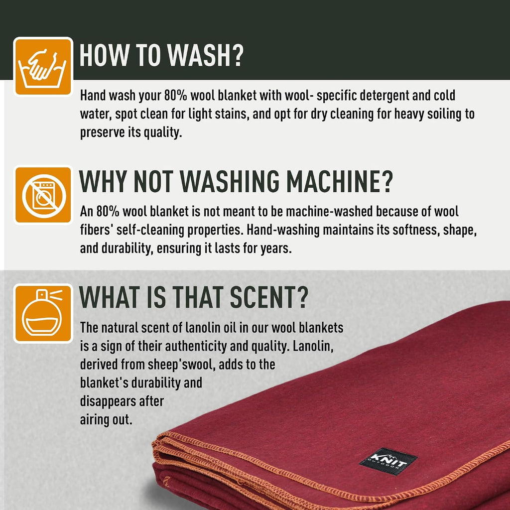 Large Military Wool Blanket - Warm & Thick Emergency Survival Blanket Great for Camping, Outdoors, Sports Events, Picnics, 4.5 lbs, 64" x 88" (Maroon)