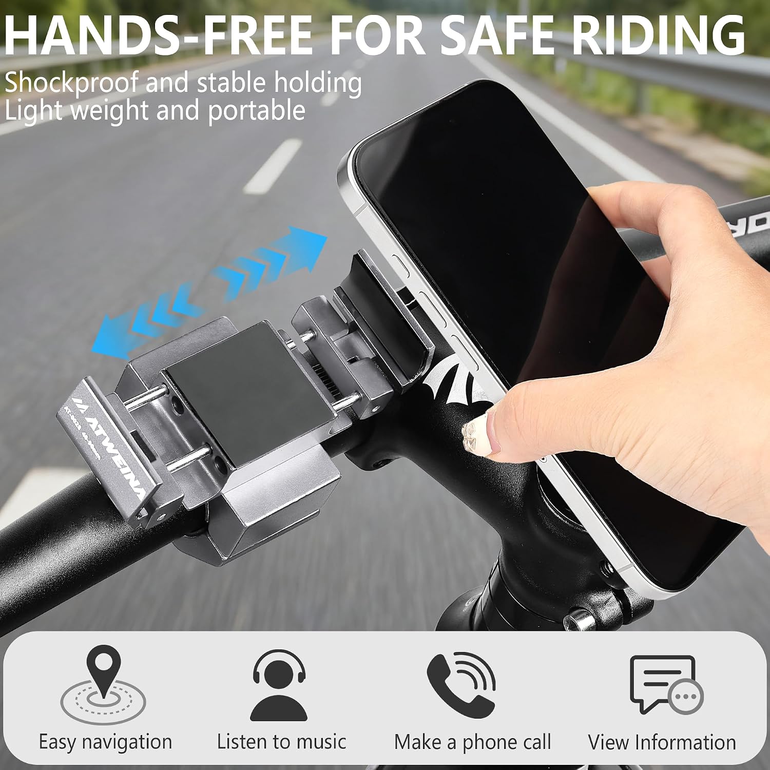 Bike Handlebar Mounts for 4.5-7.2 Phones (Silver)