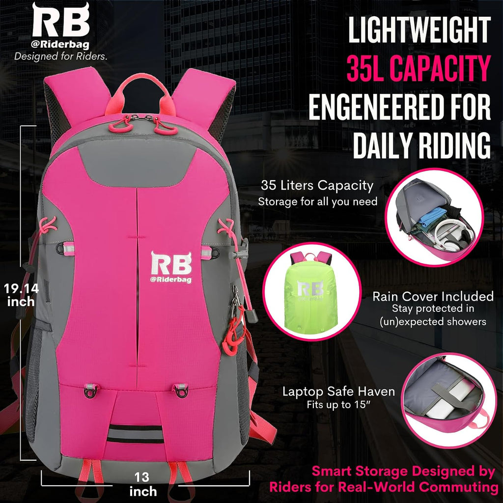 riderbag Reflective Motorcycle Backpack, Hi Viz Commuter Riding Bag