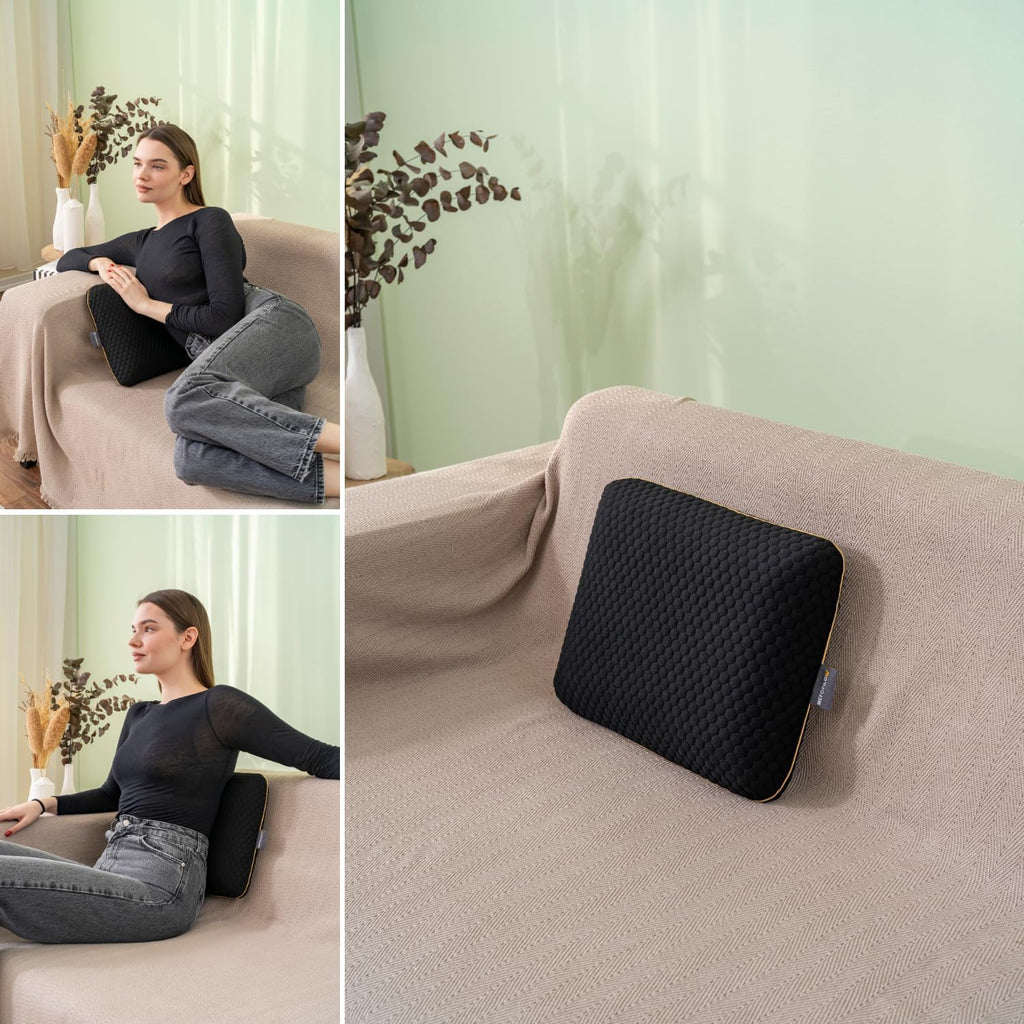 Travel Memory Foam Pillow for Sleeping, Comfortable Camping Pillow, 15.75x11.81x3.94 inches, Easy to Carry Portable Bag, Soft, Breathable, Washable Pillowcase