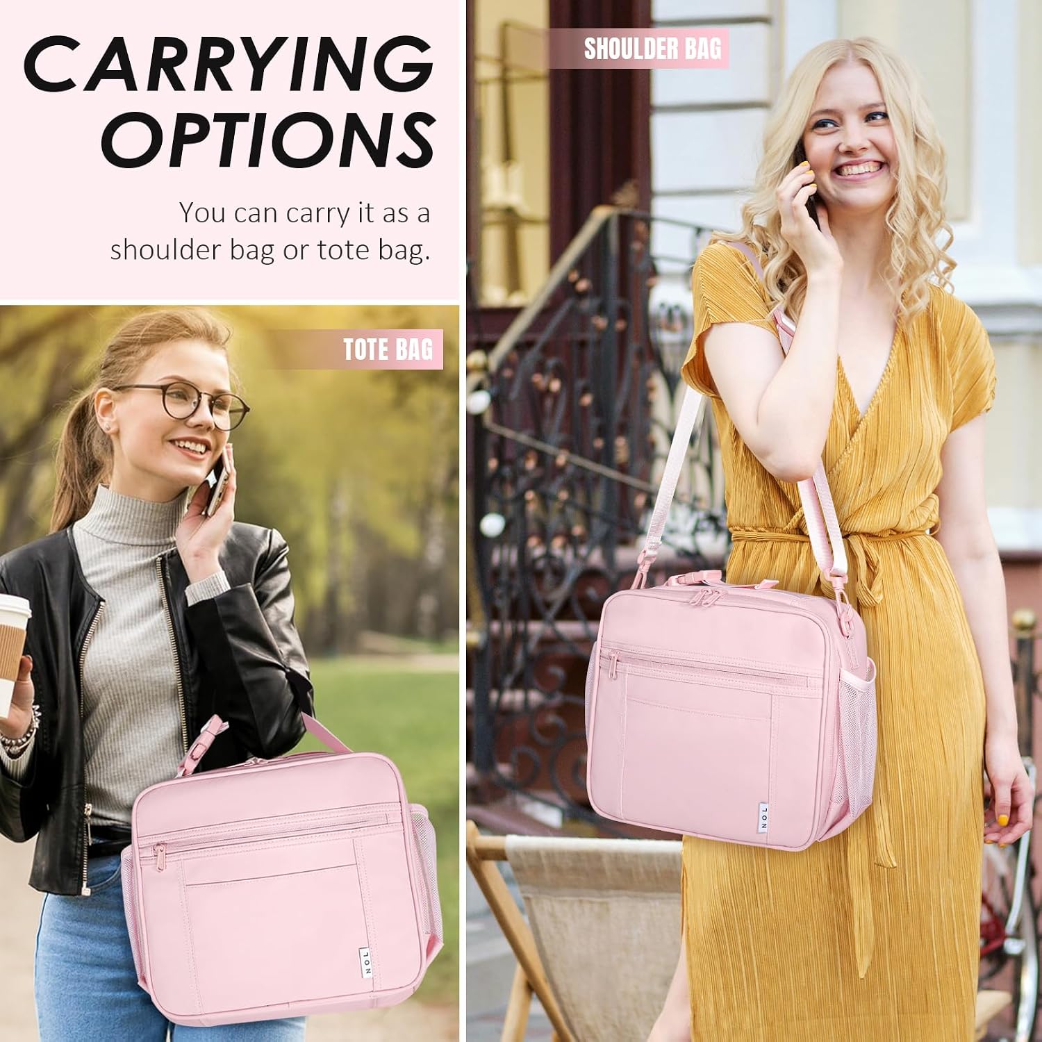 NOL Lightweight Insulated Lunch Bag, Reusable Lunch Box 7L Cooler with Adjustable Shoulder Strap, Waterproof Zipper Lunch Bag for School & Work, Suitable for Men, Women and Kids