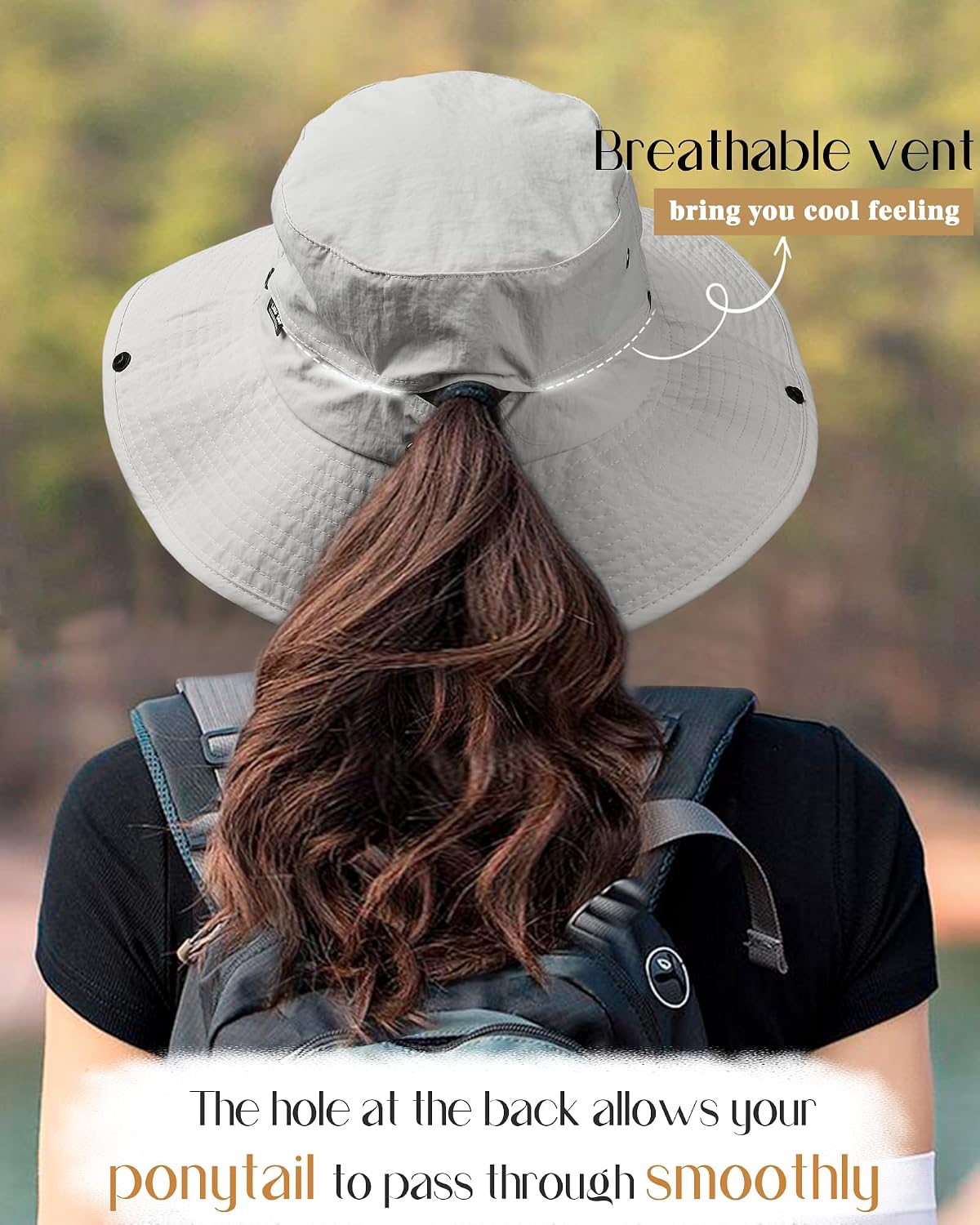 FURTALK Sun Hats for Women Ponytail Wide Brim Summer Packable Cowboy Hat