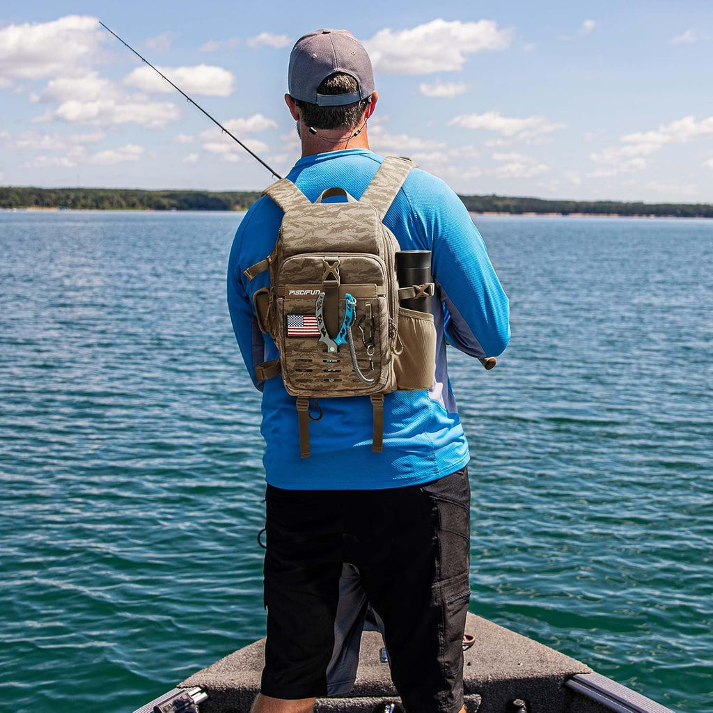 Piscifun Fishing Tackle Backpack, Rod & Gear Holder, Water-Resistant