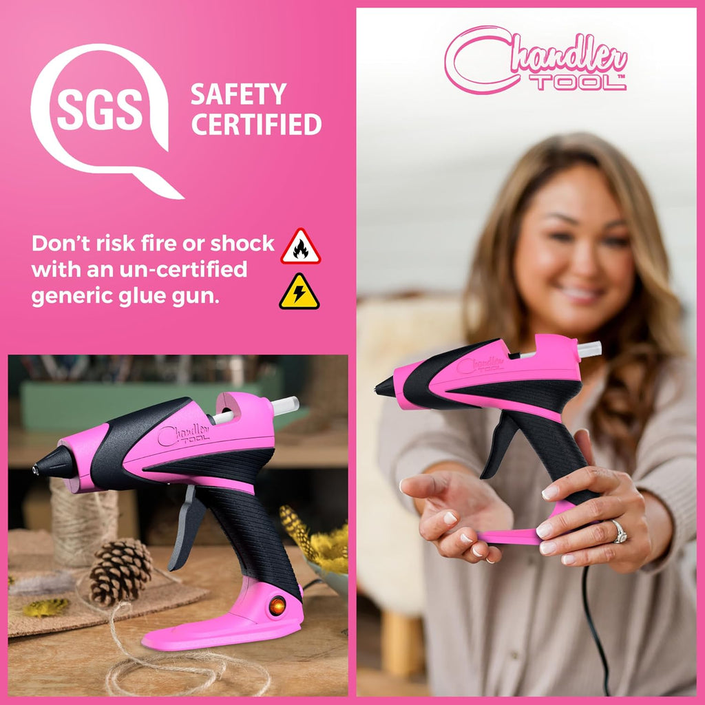 Hot Glue Gun Kit, Corded Craft Glue Gun with 10 Glue Sticks (60W Pink)