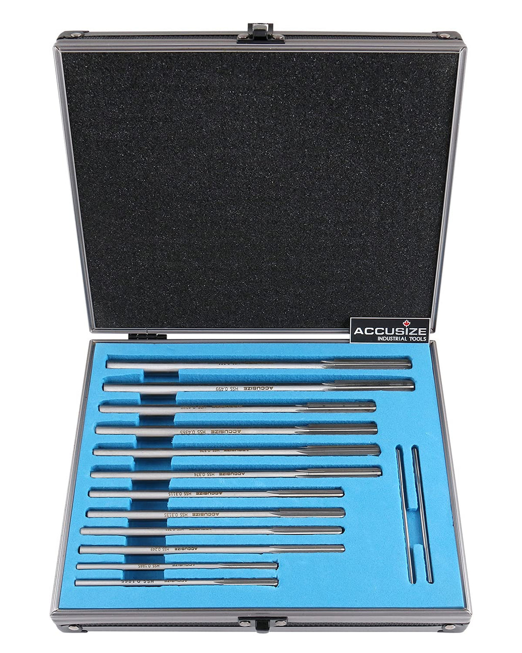 Accusize Industrial Tools Chucking Reamer Set, 0.1240" to 0.5010", 14 Pc