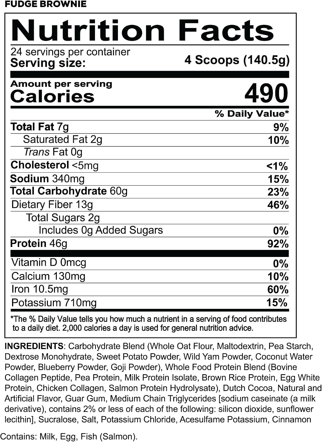REDCON1 MRE Whole Food Protein Powder, Fudge Brownie - Meal Replacement Made with Animal and Plant Based Protein Sources, Nutrient and Calorie Dense, 0g Added Sugar (24 Servings)