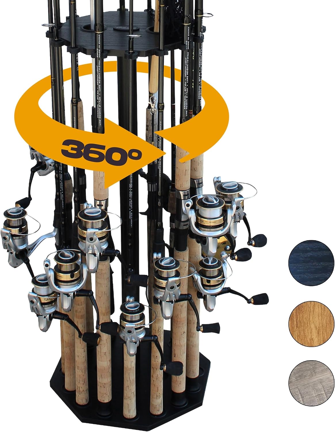 Rush Creek Creations 16-Rod Round Fishing Rod Holder for Garage, Tackle Box