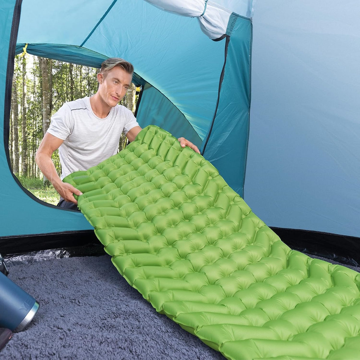 Bestway WanderLite 74" x 23" Inflatable Camping Sleeping Pad, Green