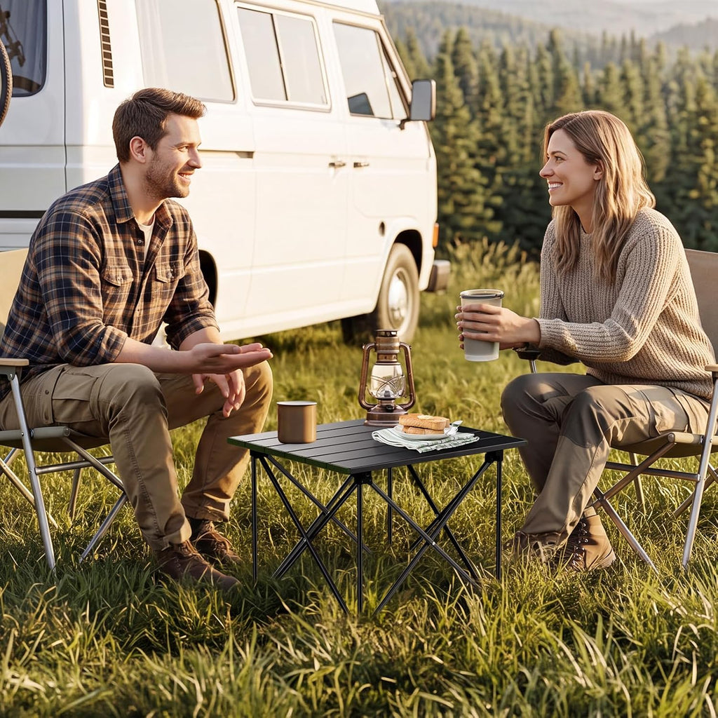 Anbte Small Folding Camping Table, Ultralight Aluminum, 44 lb Capacity