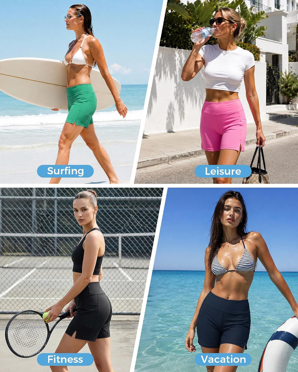 Ommiivex Women Swim Shorts 5 Inches High Waist Extremely Stretch Softness Quick Dry for Pool Beach Board Summer Vacation