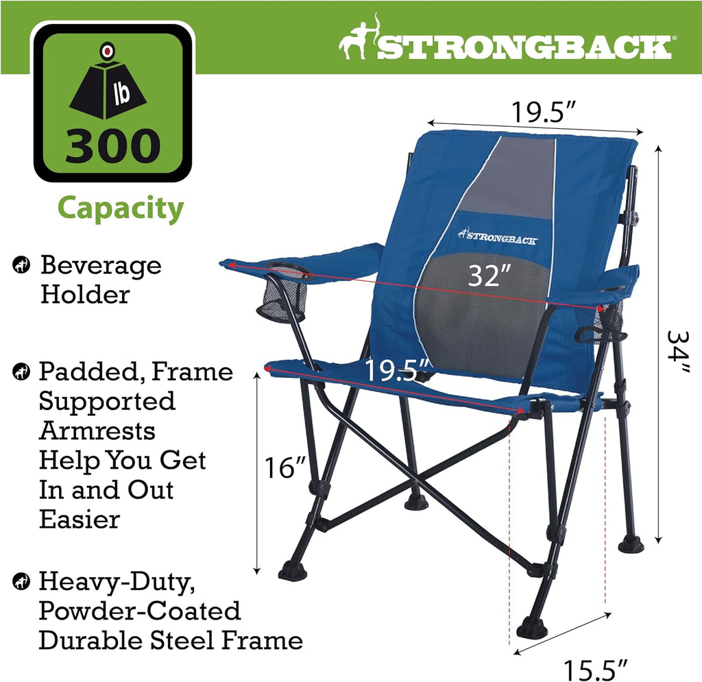 STRONGBACK Camping Chair Guru with Lumbar Support, Navy