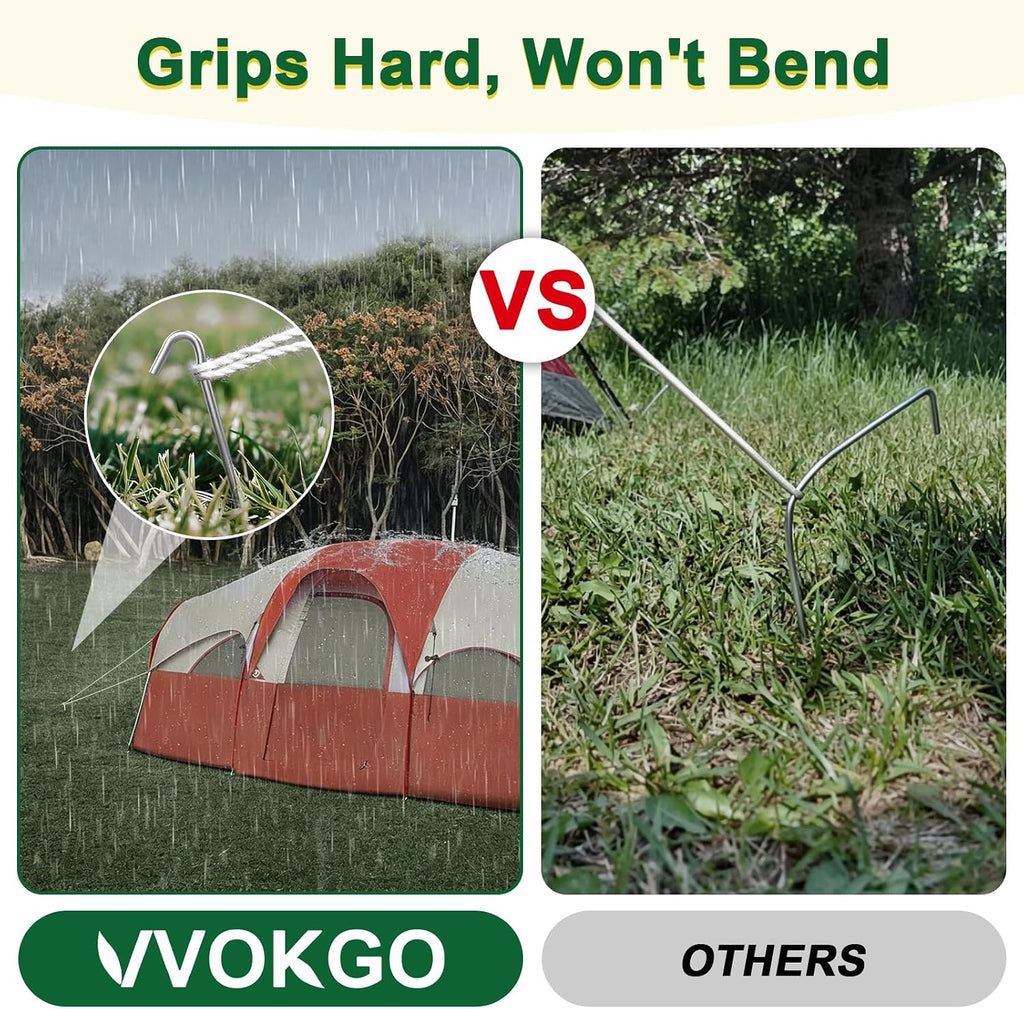 VVOKGO 9 Inches Tent Stakes Heavy Duty Metal Ground Stakes for Camping