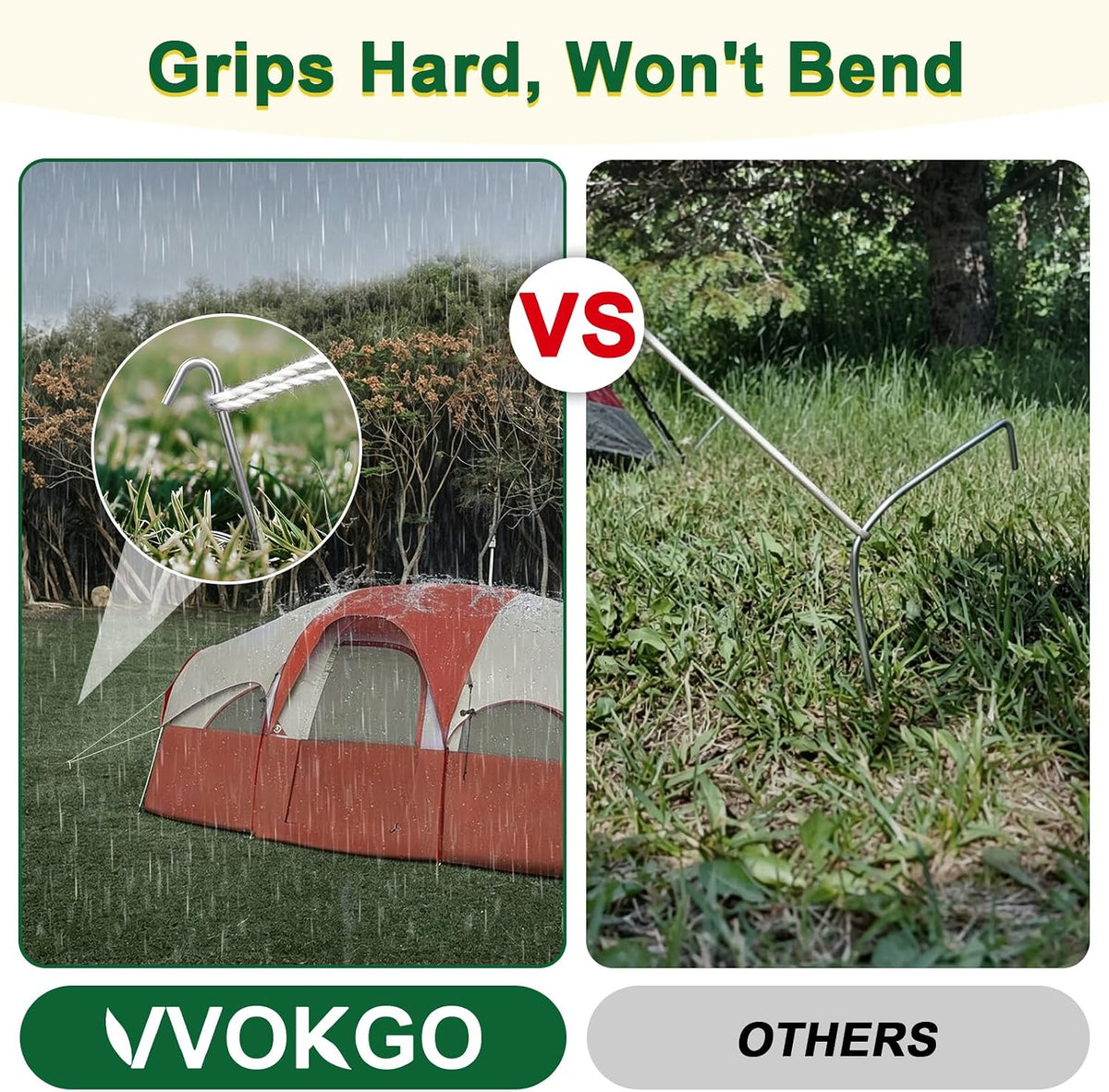 VVOKGO 9 Inches Tent Stakes Heavy Duty Metal Ground Stakes for Camping
