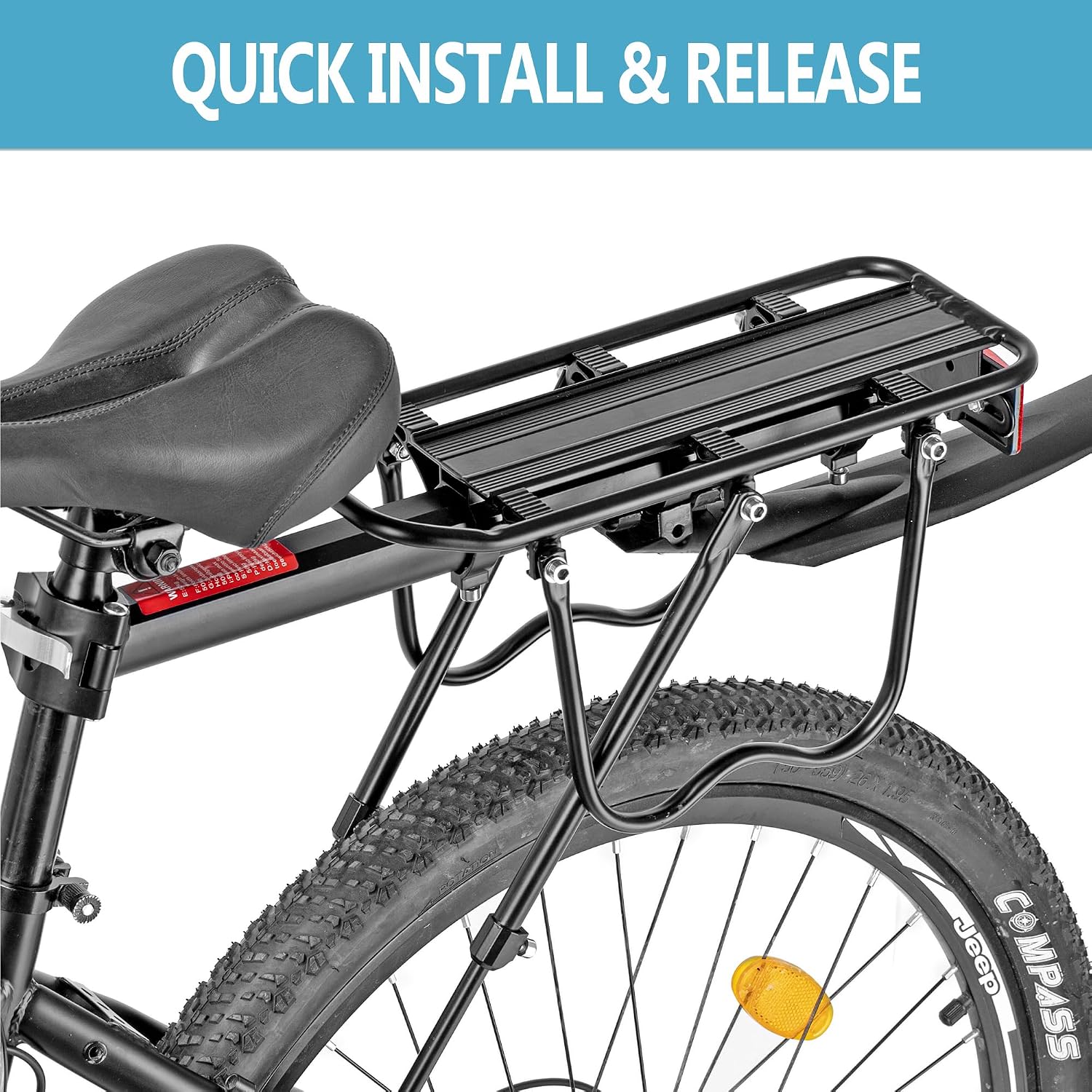 Rear Bike Rack,Bike Cargo Rack w/Fender & Large Size Reflective,Quick Release Mountain Road Bicycle Rear Racks,Universal Bike Luggage Rack,Large Capacity Bike Pannier Rack,YONTUO