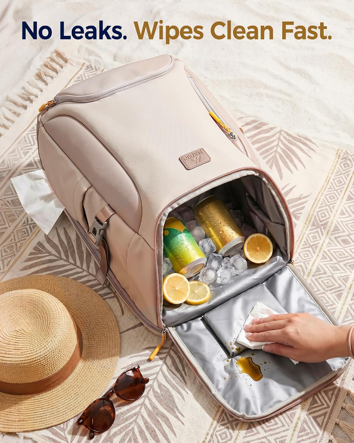 MATEIN HER Cooler Backpack for Women with Hook-and-Loop Top Lid for Beach