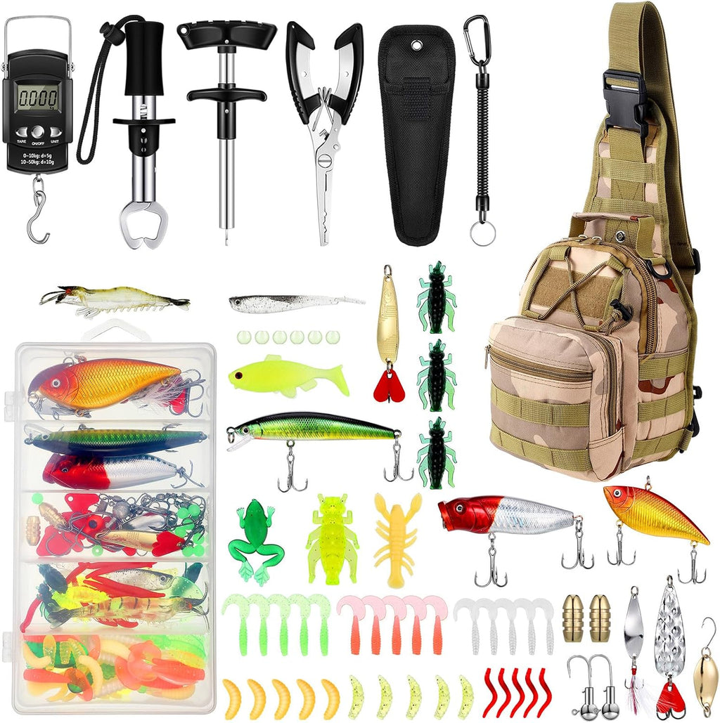 Sosation 134 Pcs Fishing Tool Beginner Starter Kit