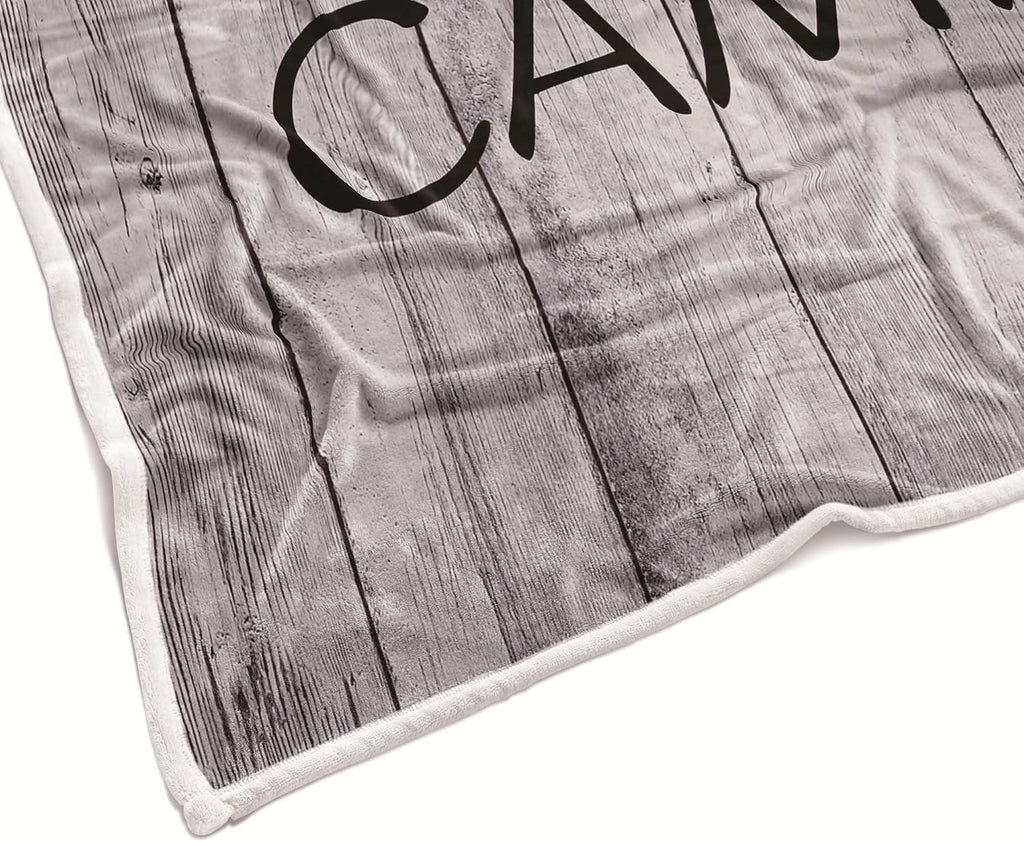 Camping Throw Blanket, Camping Gifts for Camper Outdoor Travel Trailer Blanket, Super Soft Comfy Fleece Flannel Throws Blankets for Couch Bed Sofa Living Room Bedroom Decor Grey 50x60 Inch