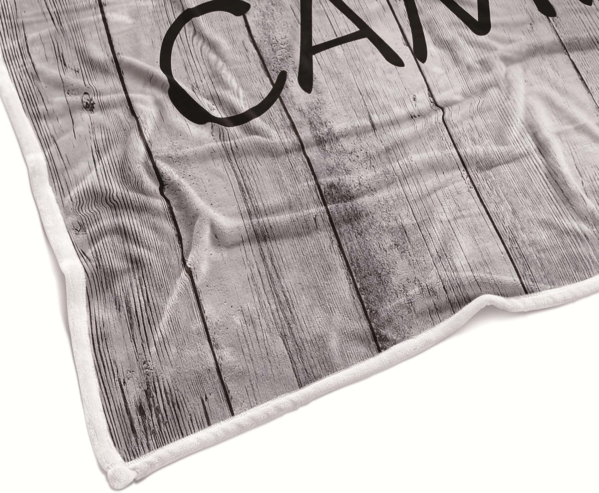 Camping Throw Blanket, Camping Gifts for Camper Outdoor Travel Trailer Blanket, Super Soft Comfy Fleece Flannel Throws Blankets for Couch Bed Sofa Living Room Bedroom Decor Grey 50x60 Inch
