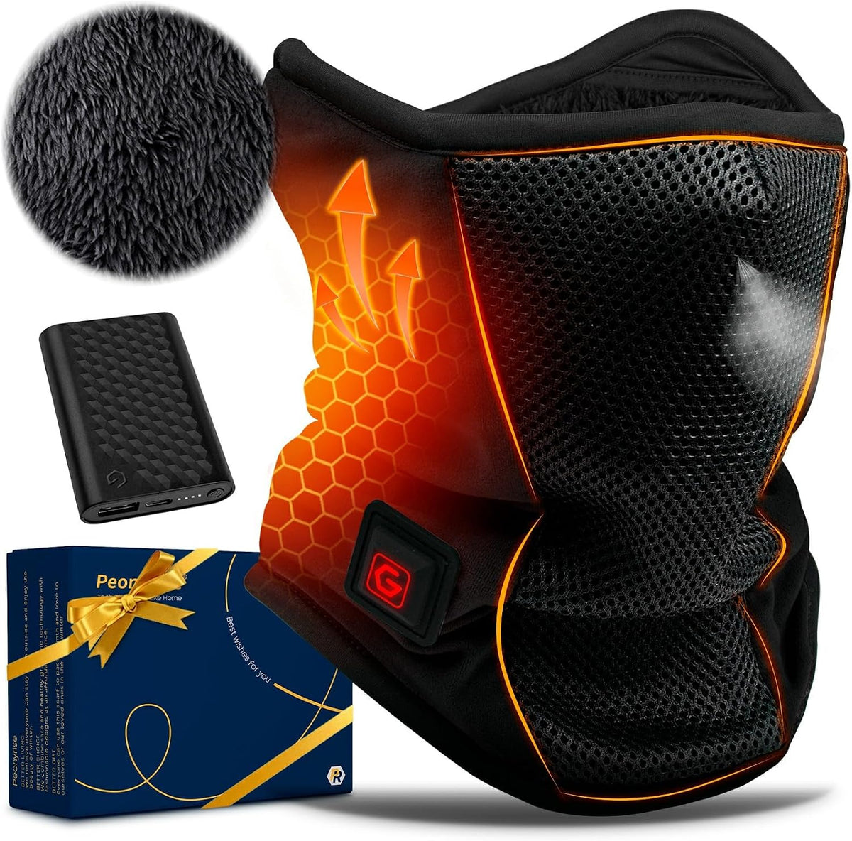 Graphene Heated Balaclava Neck Gaiter Gifts for Men Women Warm Cold Winter Gift for Ski Snowboard Motorcycle