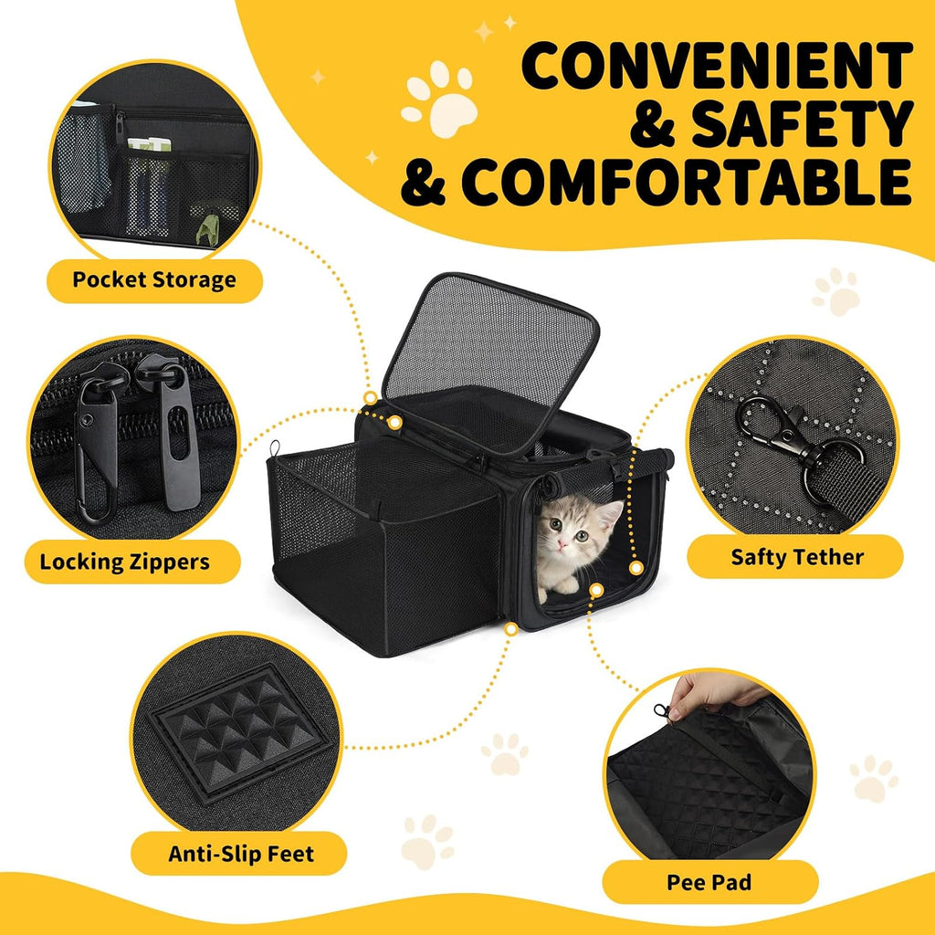 Apollo Walker Cat Carrier Airline Approved Expandable Black