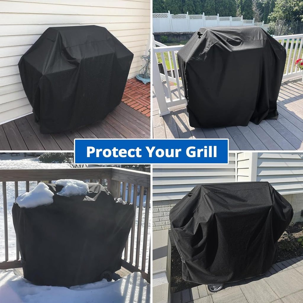 SunPatio 55 Inch Grill Cover for Outdoor Grill Heavy Duty Waterproof, Black