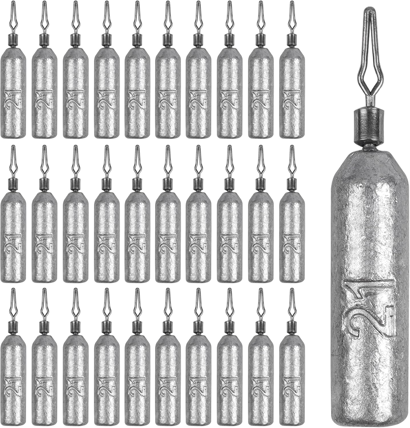 30 Pack Drop Shot Weights Skinny Pencil Sinkers for Bass Fish Drop Shot Rig