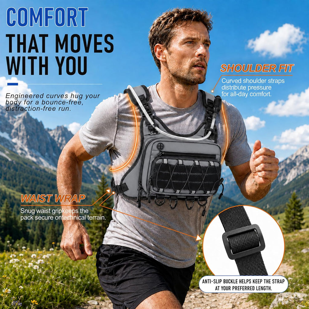 BECOJADDE Running Vest for Men Hydration Backpack with 2L Water Bladder