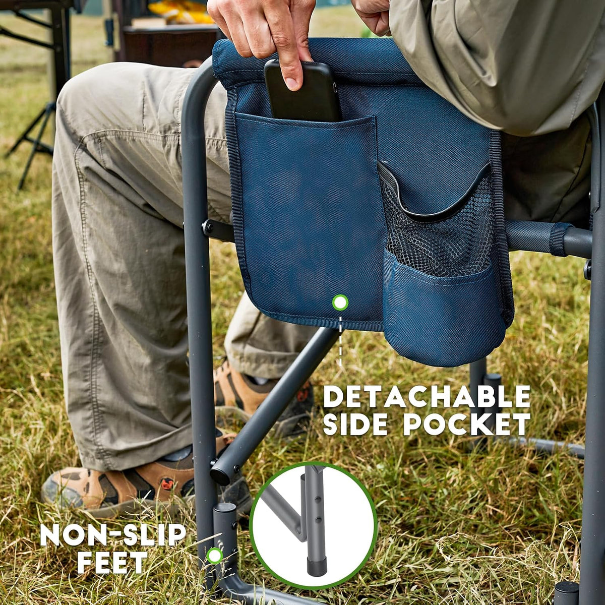 TIMBER RIDGE Aluminum Oversized Camping Chair, Support 400lbs