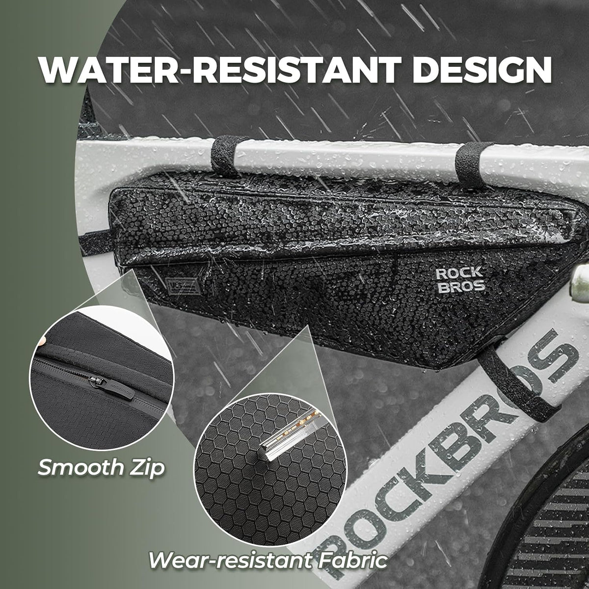 ROCKBROS Bike Frame Bag 2.9L Under Top Tube Bike Bag with Narrow Edge