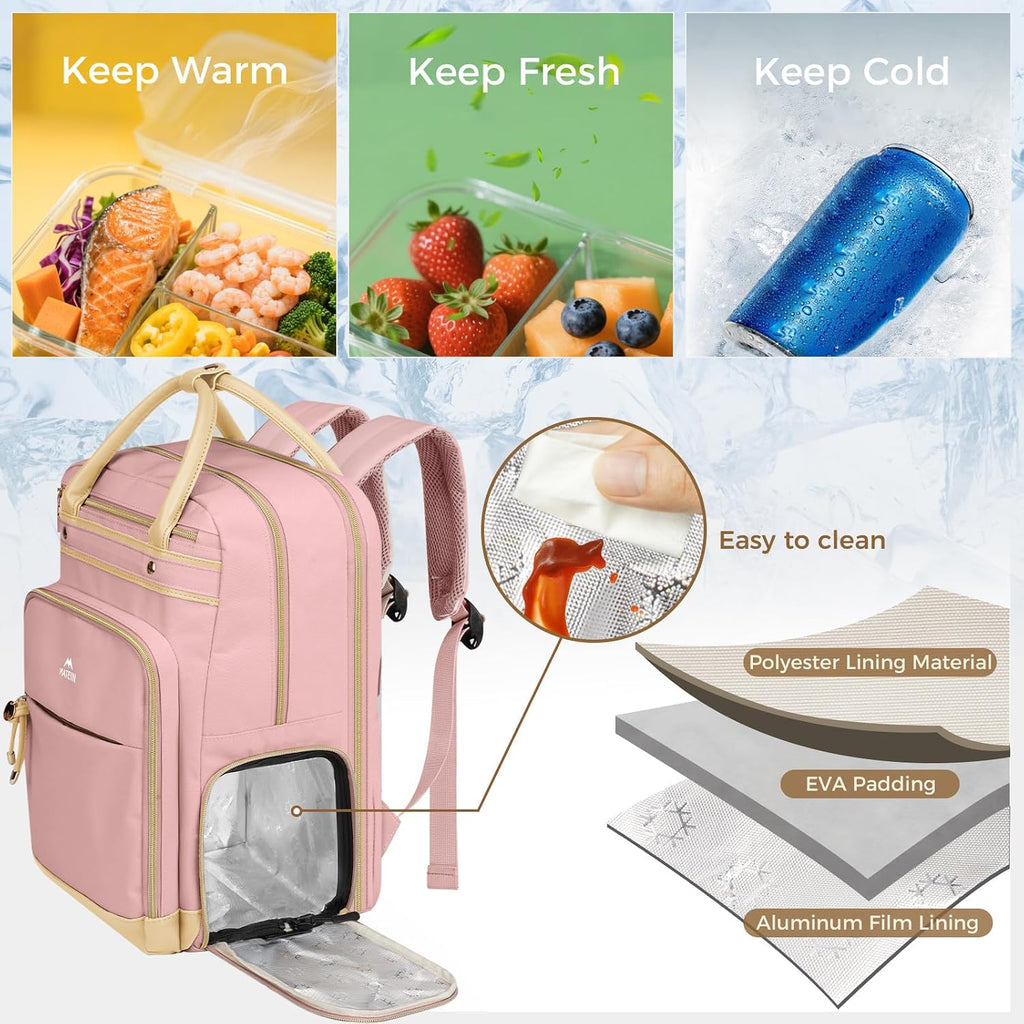 MATEIN Lunch Backpack for Women, Teacher Backpack with Lunch Compartment